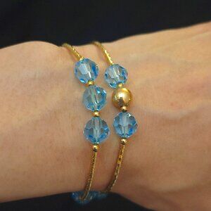 Golden Beaded Topaz Aquamarine Bracelet